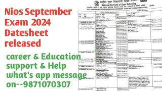 nios datesheet released.nios October exam datesheet.nios September 2024 exam datesheet.nios oct 2024