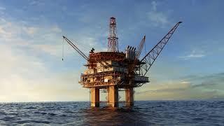 Offshore platform or oil rig in the open ocean producing natural gas for energy stock videos