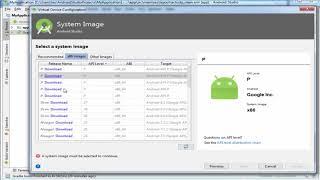 4  Downloading system images and creating android virtual device