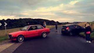 E30 pulls fiesta out of verge