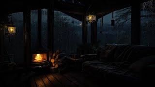 Heavy Rain on a Cabin Roof in the Forest | Calm Night Sounds for Sleep