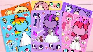 [ToyASMR]  My Little Pony Decorate Sticker Book with Wedding Dresses in Avatar World #mlp #asmr