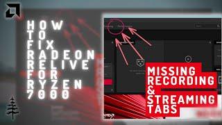 How to Recover Missing Recording & Streaming Tabs for Ryzen 7000 CPUs AMD Radeon Adrenalin 22.9.2