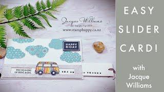 Quick and Easy Slider Card!   Fun, Interactive Card with the Driving By Stamp Set