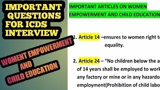 ICDS INTERVIEW IMPORTANT QUESTIONS || WOMEN EMPOWERMENT AND CHILD DEVELOPMENT SCHEMES ||