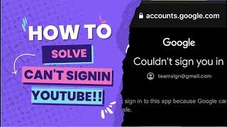 YouTube 'You Can't Sign In Problem'? | How To Resolve? | Solved | AltStore!