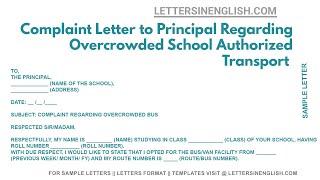 Complaint Letter to Principal Regarding Overcrowded School Authorized Transport