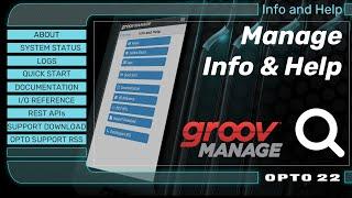 groov Manage:  Info and Help