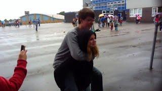 Girl Piggybacking Boy in School