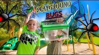 PLAYGROUND Vacuum BUG HUNT for KIDS!! SPIDERS, Cockroach, GRASSHOPPER, Dragon Fly, Earwig, & MORE!!