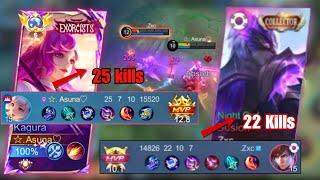 HARD MATCH! 25 KILL Kagura Aggressive Damage VS Gusion Fast Hand In Rank