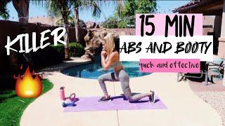 15 min KILLER Abs + Booty// At-Home Workout