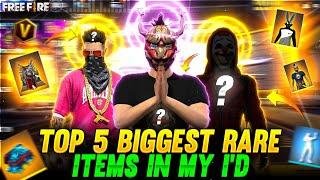 TOP 5 BIGGEST RARE ITEMS IN MY I'D  Mysterious Facts - Garena Free Fire