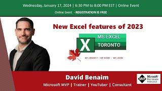 MS Meetup Toronto Meetup - New Excel features of 2023 - David Benaim