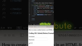 HTML Coding Q&A 23: Create a submit button in an HTML form. #html #css #coding #shorts #webdesign