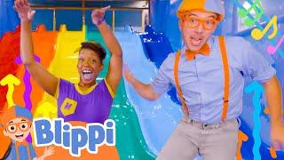 Blippi and Meekah Wiggle down the Rainbow Slide! Blippi Educational Songs for Kids