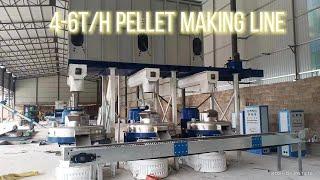 5-6T/h biomass wood pellets manufacturing process，biomass pellet production line.