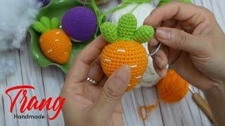 Hướng Dẫn Móc Củ Cà Rốt Làm Móc Treo P1- How To Crochet Mini Carot Keychain Part 1- Trang Handmade