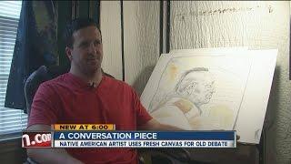 Native American artist finds unique canvas to discuss sports teams using American Indian mascots