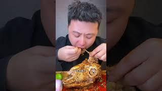 Today I had lamb head with spicy sauce again! #mukbang#food #eating