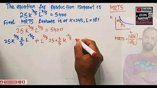 finding marginal rate of technical substitution from a given production isoquant #MRTS