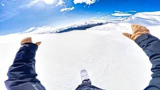 POV: Snowboarding powder ALONE. (Snow ASMR)