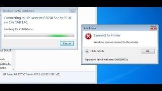 Network printer is not connect error: 0x0000007e
