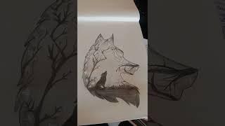 Scenery sketch of Moonlight wolf recreated from Hihi pencil | #easysketch #art #scenery #sketch