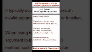 SELENIUM : InvalidArgumentException : SDET Automation Testing Interview Questions & Answers