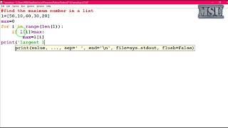 GE8161 Problem Solving and python Programming Laboratory 06   Maximum in a list