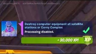 Fortnite Challenge - Destroy computer equipment at satellite stations or Corny Complex - Week 5 Epic