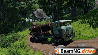 OVERLOADED LOGGING TRUCKS VS DANGEROUS ROADS!! - BeamNG.drive MP