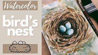 Watercolor spring nest - step by step tutorial