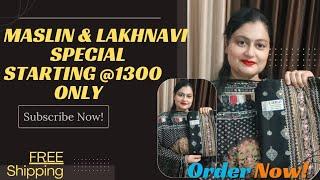 06/09/24booking @99153 23998 Maslin and Georgette lakhnavi collection  free shipping 