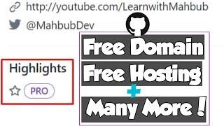 How to Get PRO Label on Github | Free Domain Hosting and More for Students | Become Pro in Github