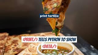 Cooking Py: Episode 2: Coding a delicious Cheesy Quesadilla #codingisfun #cookingathome #python