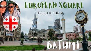 A french KISS & a CUTE cafe in Europe Square - BATUMI, Georgia - COUPLE TRAVEL VLOG #digitalnomads