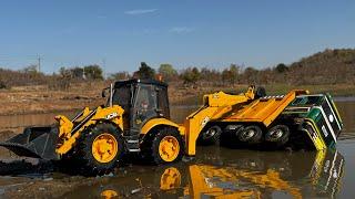 TATA Dump Truck Accident in River Rescue By JCB 3DX backhoe Loader | New Holland 3630 |