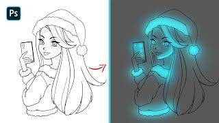 How to Draw Glowing Sketches in Photoshop | Glow Effect Tutorial