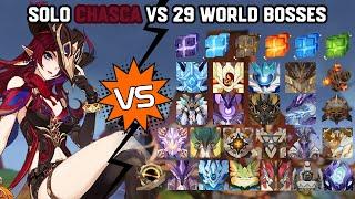 Solo C0 Chasca vs 29 World Bosses (WL 9) Without Food Buff | Genshin Impact