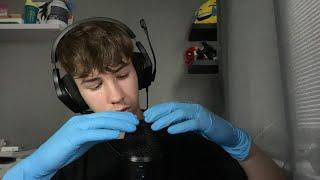 Asmr mic brushing with latex gloves