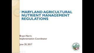 Maryland Agricultural Nutrient Management Regulations - Fundamentals of Nutrient Management 2017