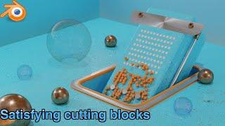 BLENDER cutting blocks with knife - seamless loop - oddly satisfying - ASMR