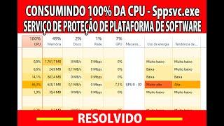 ALTO CONSUMO DO CPU 100% , SERVIÇO DE PROTEÇÃO DE SOFTWARE Sppsvc.exe Windows 10  COMO RESOLVER !