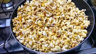 HOW TO MAKE SUGAR POPCORN AT HOME WITH FRYING PAN