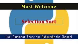Selection Sort in Python | Lecture 31 | #selectionsort |#sorting