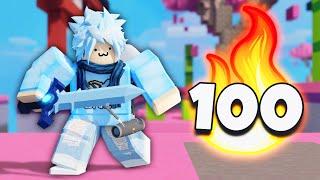 Getting The 100 Winstreak In Roblox Bedwars..