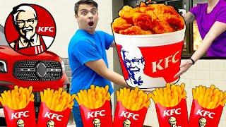 KFC DRIVE-THRU FOOD CHALLENGE | CRAZY EATING ONLY KENTUCKY FRIED CHICKEN IN 24 HOURS BY SWEEDEE