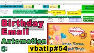 how to send birthday emails and anniversary using excel vba - vbatip#54