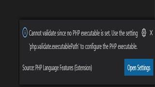 Cannot validate since no PHP executable is set  Use the setting 'php validate executablePath' to con
